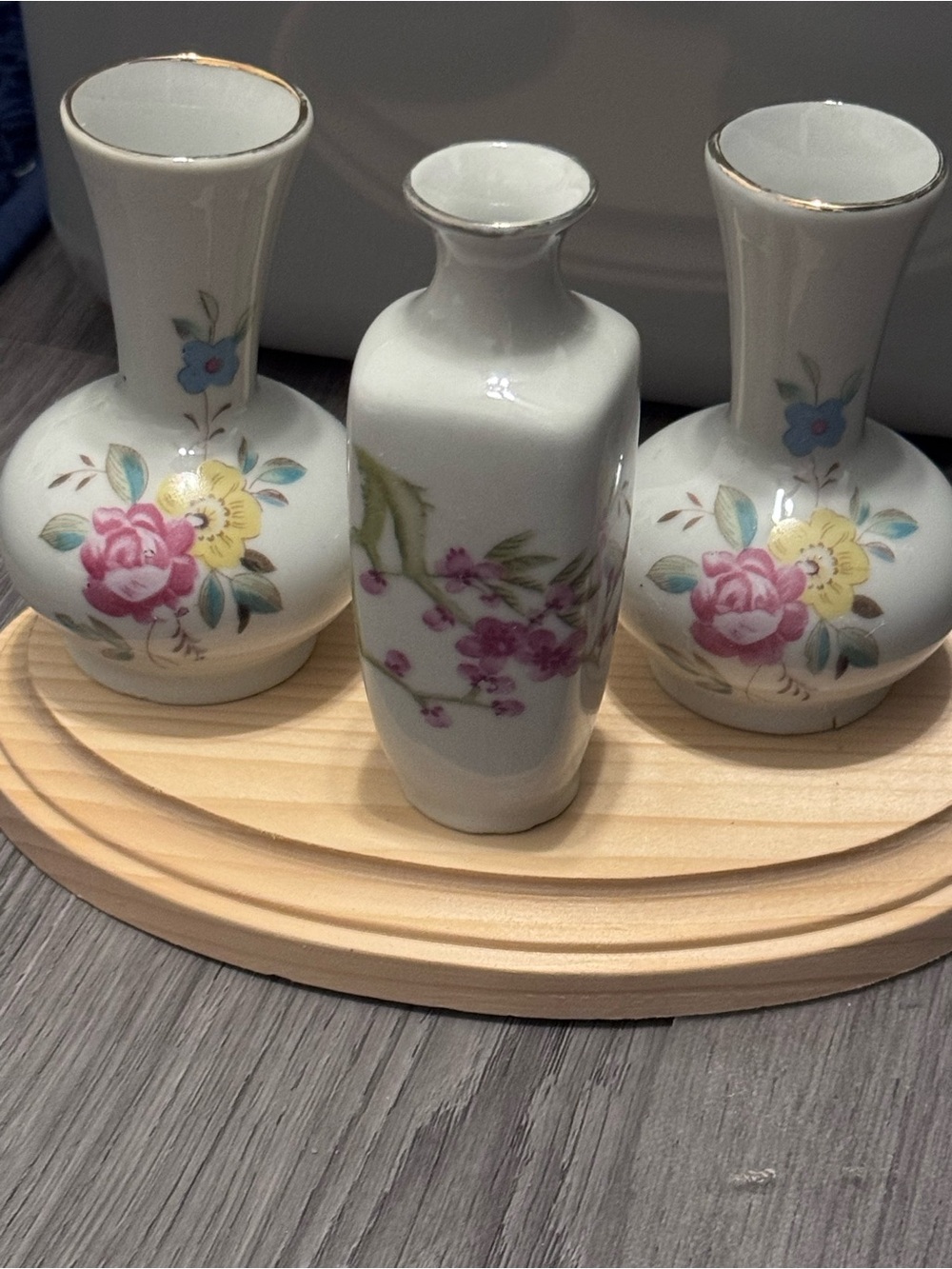 Porcelain Floral Bud Vases - White and Pink